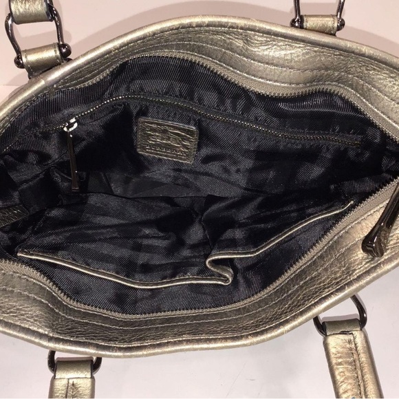 Women’s Burberry Silver Shimmer Check Degrade Buckle Tote Bag - Picture 8 of 9